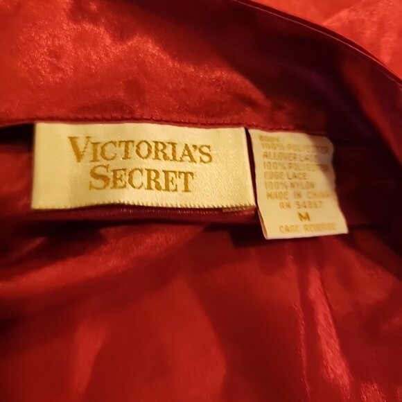 Vintage Victorias Secret Women's Size M Satin Cami High Short Set Gold Label Red - Picture 6 of 9